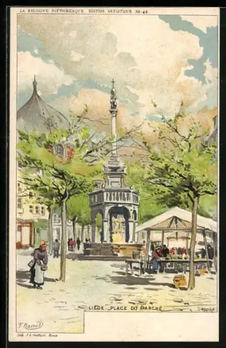 Künstler-AK F. Ranot: Liége, place du Marche
