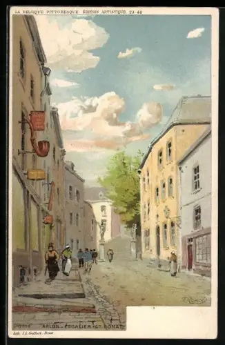Künstler-AK F. Ranot: Arlon, Escalier St. Donat