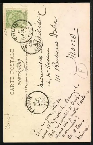 Künstler-AK F. Ranot: Esneux, Partie am Fluss mit Angler