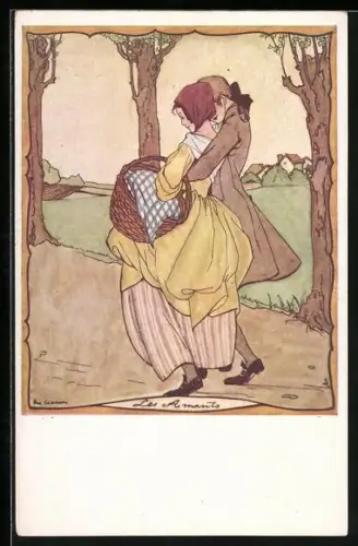Künstler-AK Rie Cramer: Liebespaar beim intimen Spaziergang Les Amants