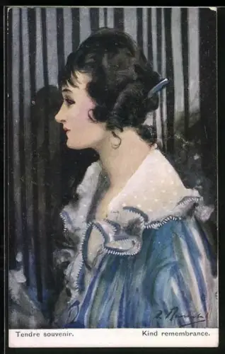 AK Frau mit Abendkleid