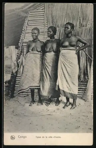 AK Congo, Types de la côte d`Ivoire, nackte Afrikanerin
