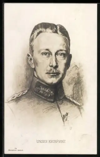 Künstler-AK Kopfportrait von Kronprinz Wilhelm von Preussen