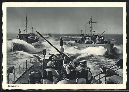 AK Räumboote, Flak an Deck des Kriegsschiffes