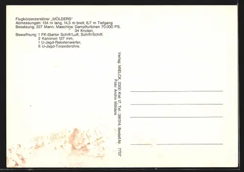 AK Flugkörperzerstörer Mölders der Bundesmarine bei starkem Wellengang