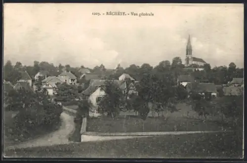 AK Réchésy, Vue générale du village et de l`église