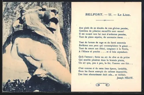 AK Belfort, Le Lion majestueux avec poème de Joseph Pélot