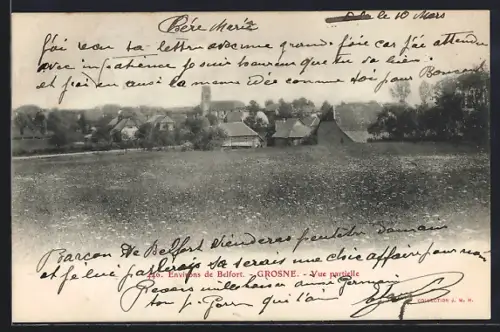 AK Grosne /Belfort, Vue partielle du village et des alentours verdoyants