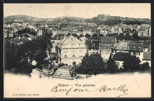 AK Belfort, Vue générale de la ville avec collines en arrière-plan