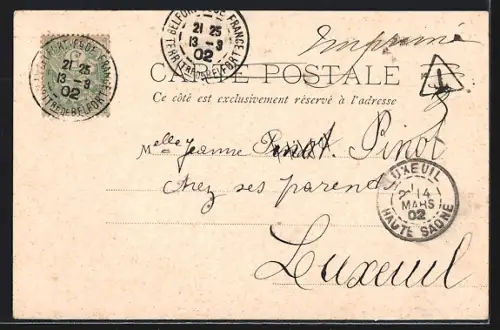 AK Belfort, Vue générale de la ville avec collines en arrière-plan