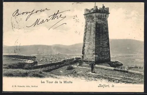 AK Belfort, La Tour de la Miotte avec vue sur la campagne environnante