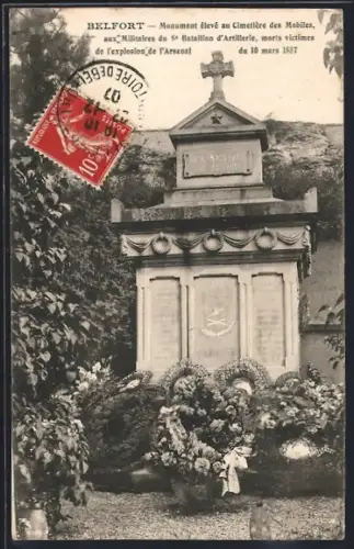 AK Belfort, Monument au cimetière des Mobiles pour les victimes de l`explosion de l`Arsenal en 1887