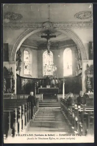 AK Phaffans /Territoire de Belfort, Intérieur de l`Église, Autels de l`Ancienne Église, en pierre sculptée