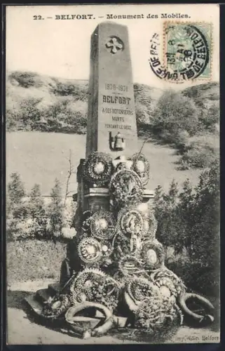 AK Belfort, Monument des Mobiles orné de couronnes commémoratives