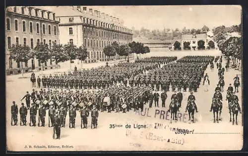 AK Belfort, 35ème de Ligne en formation sur la place de la caserne
