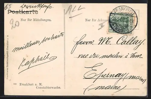 AK Frankfurt a. M., Constablerwache, Strassenszene, Strassenbahn
