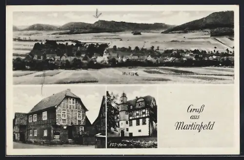 AK Martinfeld, Ortsansicht, FDJ-Heim, Fachwerkhaus