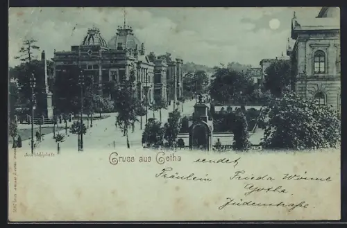 Mondschein-AK Gotha, Arnoldiplatz