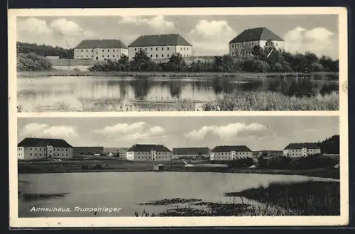 AK Altneuhaus, Truppenlager, Kasernengebäude, Teich