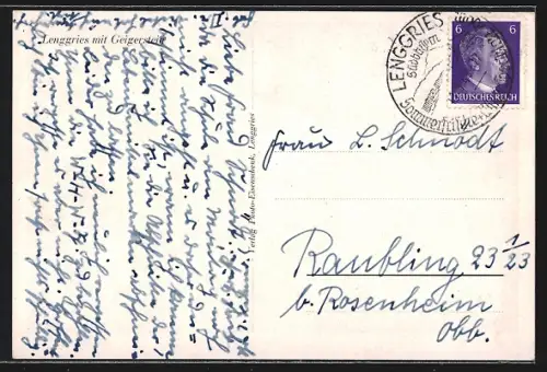 AK Lenggries, Geigerstein, Strassenpartie mit Geschäft