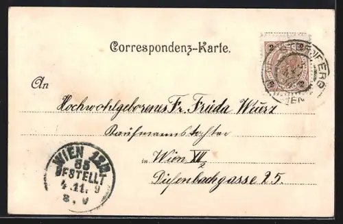 Lithographie Köln, Dom mit Rheinpanorama