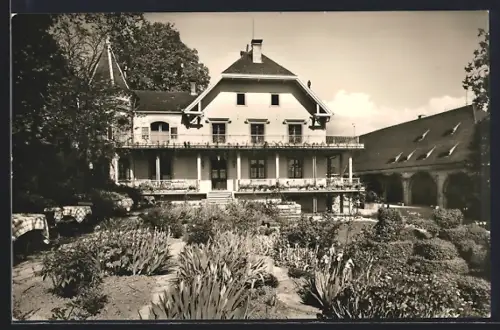 AK Laufen /Baden, Zeppelin-Weinstube, Café im Meierhof, Gartenansicht