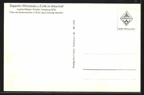 AK Laufen /Baden, Zeppelin-Weinstube, Café im Meierhof, Gartenansicht