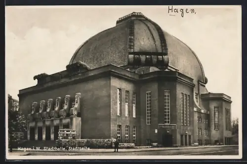 AK Hagen i. W., Stadthalle, Stadtseite
