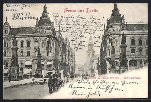 AK Berlin, Kaiser Wilhelm Brücke, Marienkirche