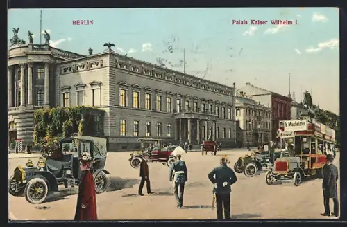 AK Berlin, Palais Kaiser Wilhelm I., Strassenverkehr, Automobil, Doppeldeckerbus