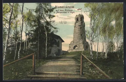 AK Netzschkau i. Vogtl., Kuhberg, Bismarckturm
