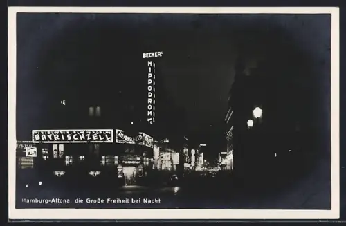AK Hamburg-Altona, Die Grosse Freiheit bei Nacht, Restaurant Bayrischzell