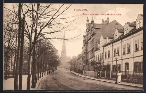 AK Freiberg / Sachsen, Hornstrasse, Jakobikirche