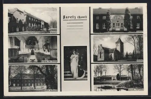 AK Paretz /Havel, Schloss, Kirche, Altes Gutshaus