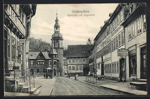 AK Stolberg /Harz, Marktplatz mit Seigerturm