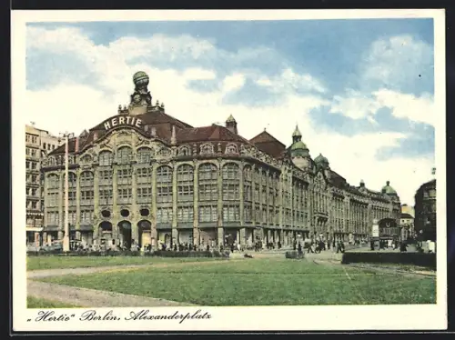 AK Berlin, Alexanderplatz, Hertie Waren- und Kaufhaus, Eingang zur U-Bahnstation