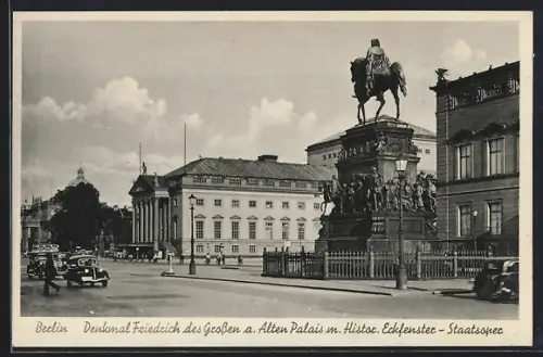 AK Berlin, Denkmal Friedrich des Grossen, Altes Palais u. Staatsoper