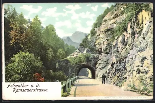AK Ramsau b. Berchtesgaden, Felsentor an der Ramsauerstrasse
