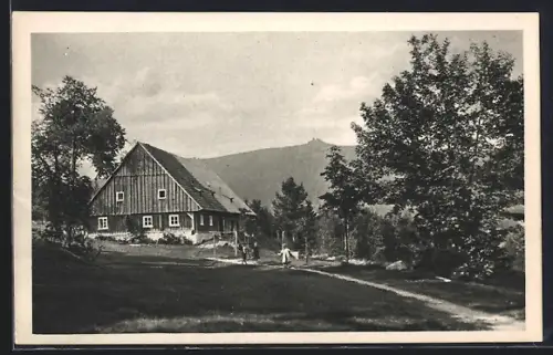 AK Schreiberhau / Weissbachtal, Haus mit Blick zum Hochstein