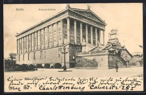 AK Berlin, National-Gallerie mit Reiterstandbild