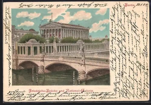 AK Berlin, Friedrichs-Brücke u. National-Galerie