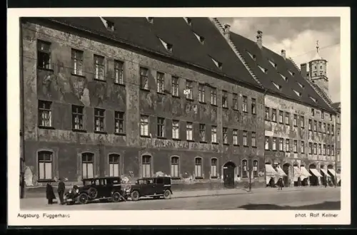 AK Augsburg, Strassenpartie am Fuggerhaus