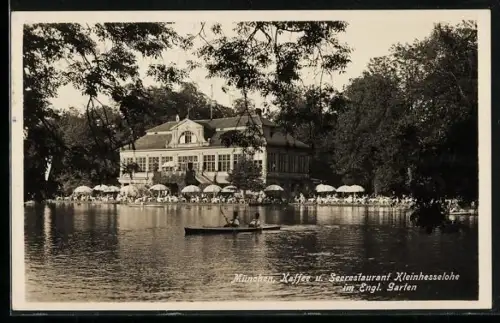 AK München-Schwabing, Kaffe und Seerestaurant Kleinhesselohe im Englischen Garten, L. Schmitt