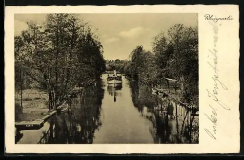 AK Alt-Ruppin, Rhinpartie mit Dampfer