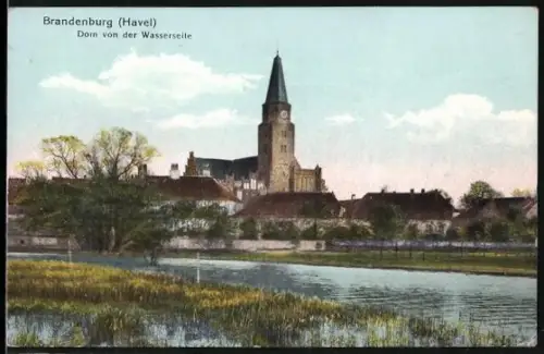 AK Brandenburg /Havel, Dom von der Wasserseite aus
