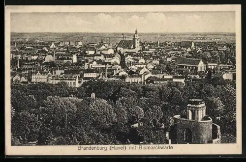 AK Brandenburg / Havel, Generalansicht von der Bismarckwarte aus