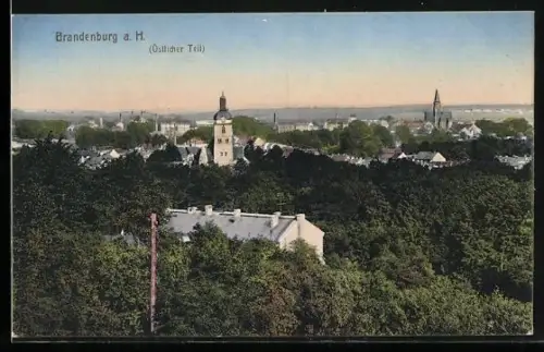 AK Brandenburg a. H., Ortsansicht mit Kirche östlicher Teil