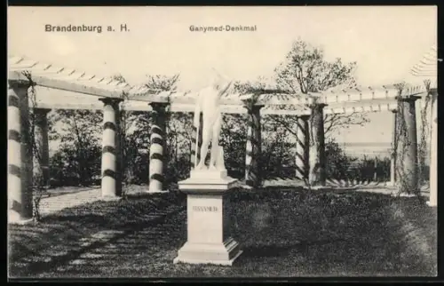 AK Brandenburg a. H., Ganymed-Denkmal und Pergola