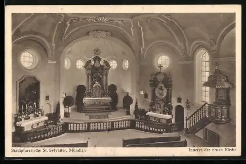 AK München, Stadtpfarrkirche St. Sylvester, Inneres der neuen Kirche