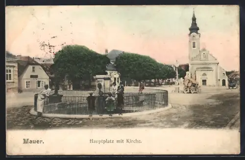 AK Mauer bei Wien, Hauptplatz mit Kirche